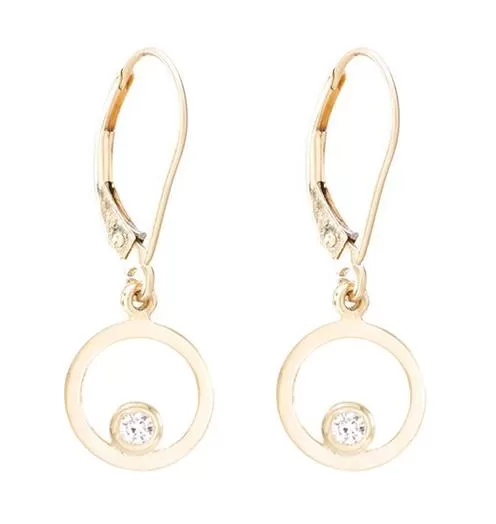 Open Circle Dangle Earrings With Diamond