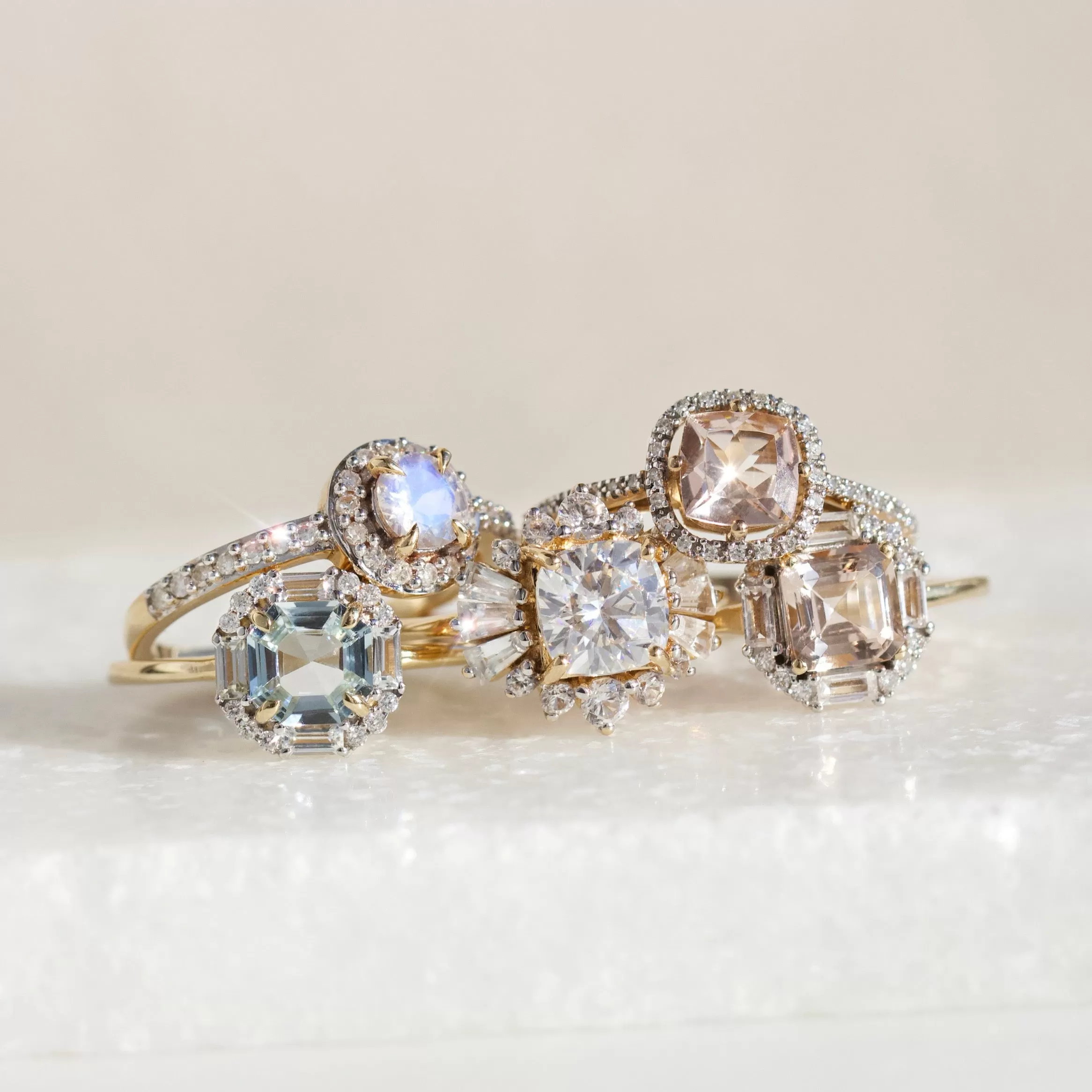 Ophelia Aquamarine, Sapphire and Diamond Ring