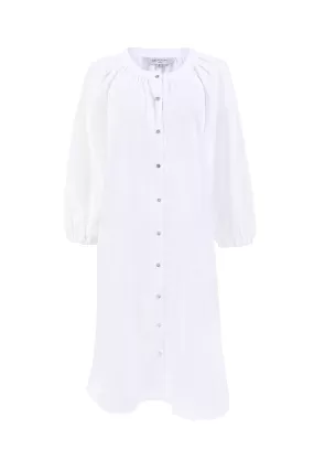 Ophelia White Linen Shirt Dress