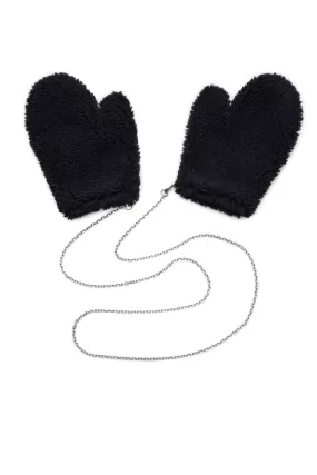 Oversized Teddy Mittens in Black