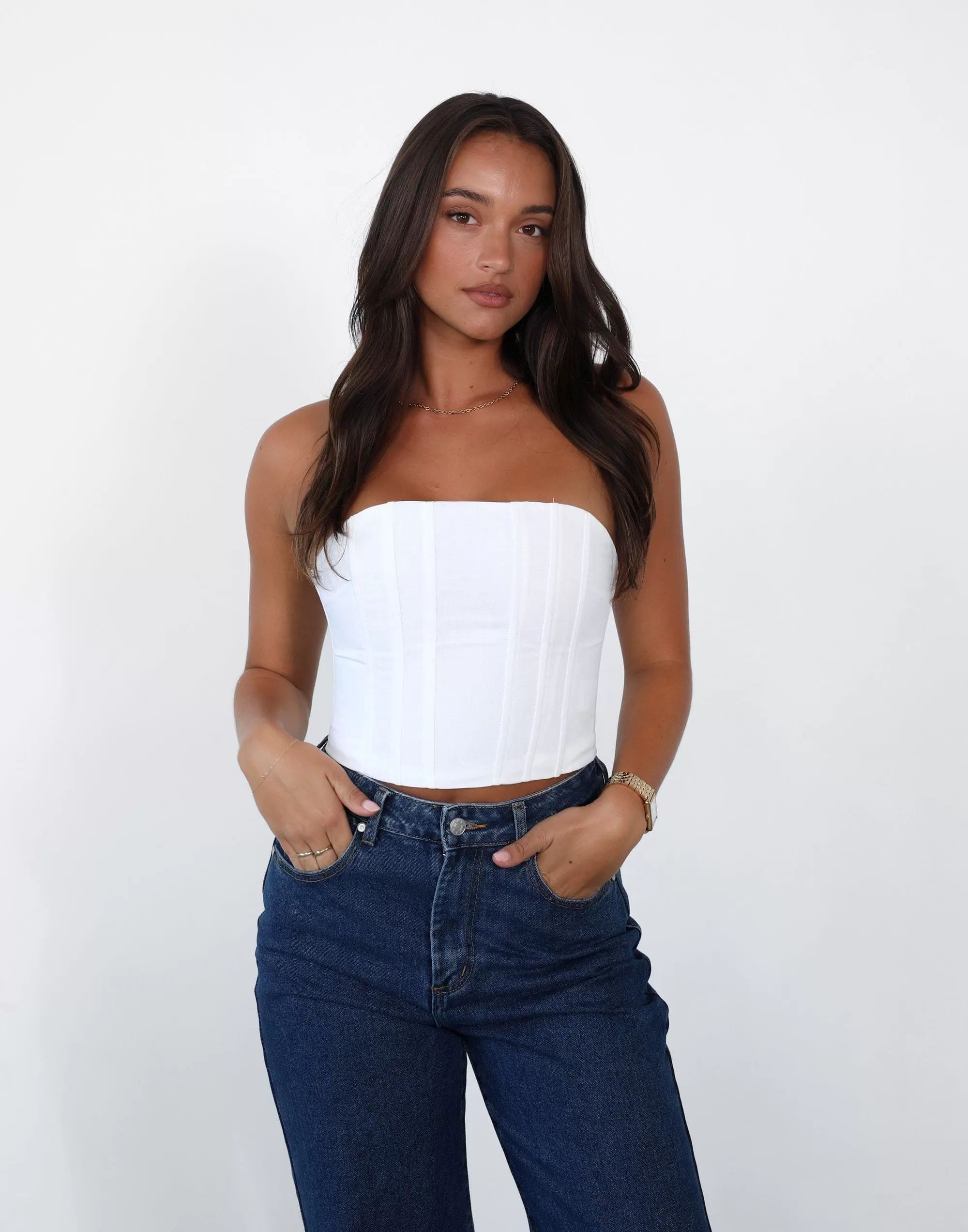 Own The Moment Corset Top (White)