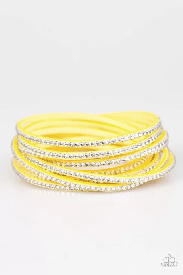 Paparazzi Accessories  - Do The Hustle #B62 Case 1 - Yellow Bracelet