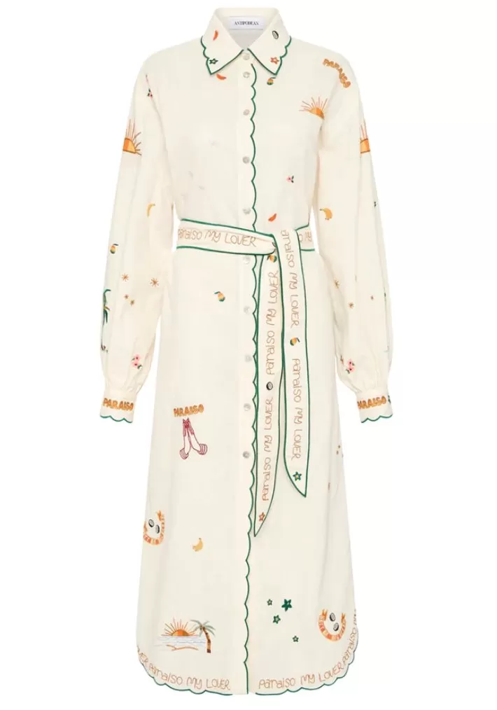 PARAISO BELTED SHIRT DRESS-COCONUT