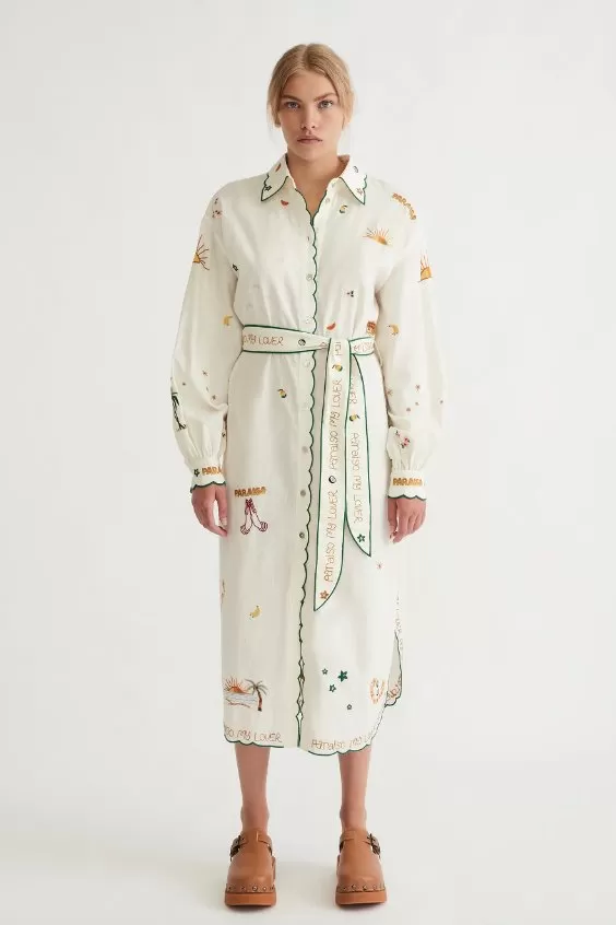 PARAISO BELTED SHIRT DRESS-COCONUT