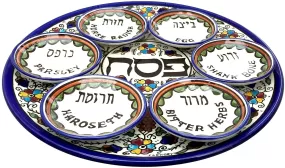 Passover Seder Plate Bluenoemi Jewish Table Seder Plate with small dishes Armenian Ceramic