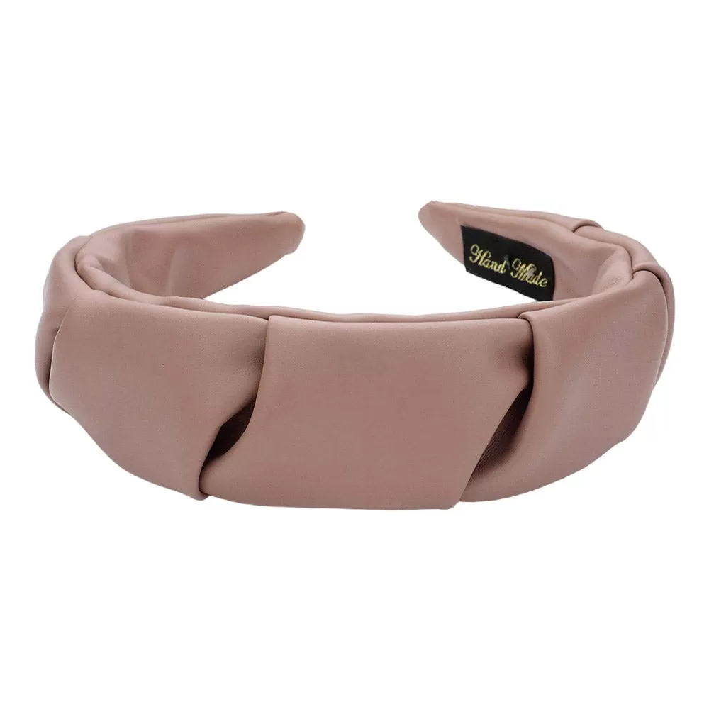 Pleated Solid Faux Leather Headband