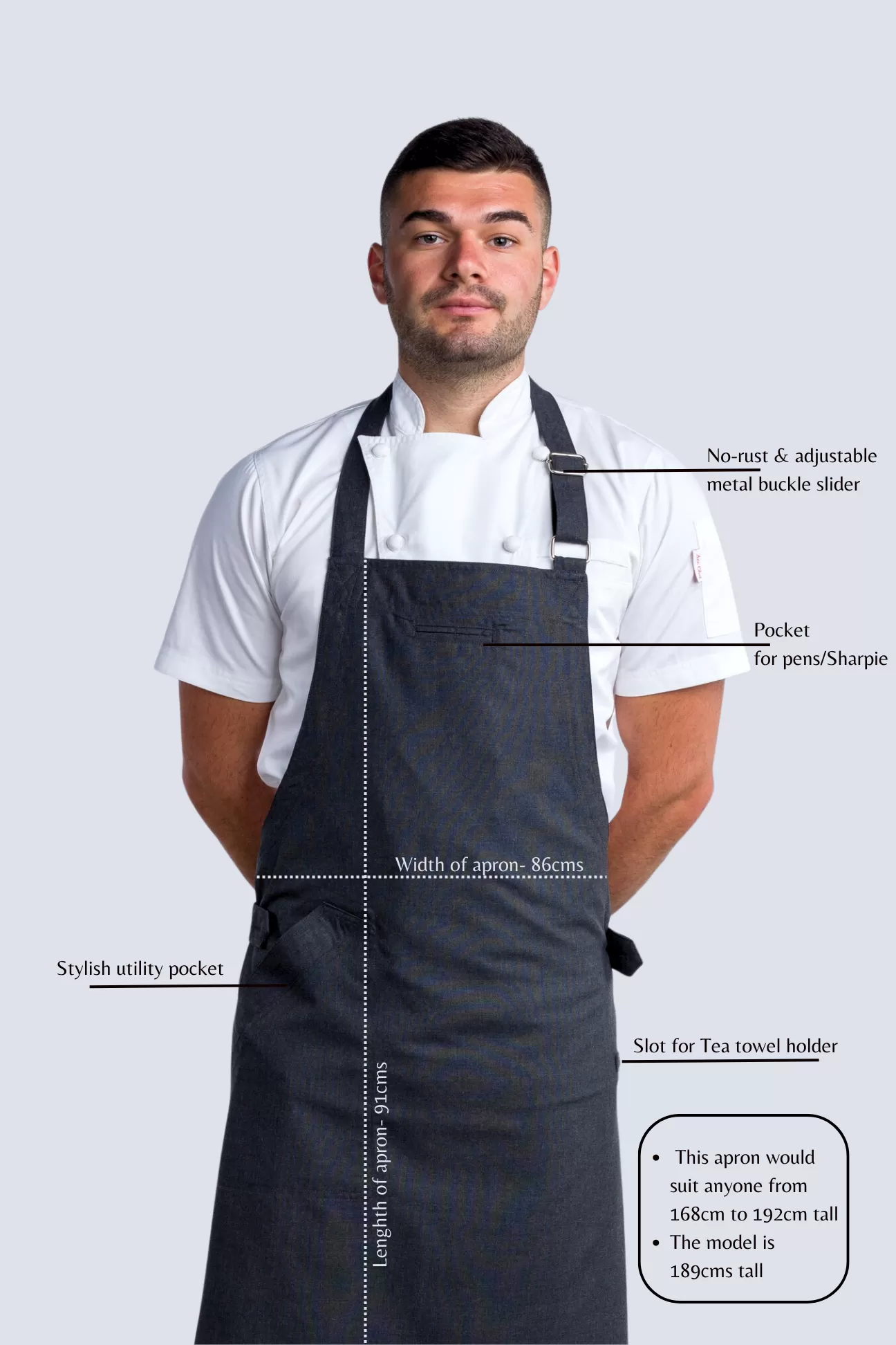 Press Strapless charcoal grey Chef Apron