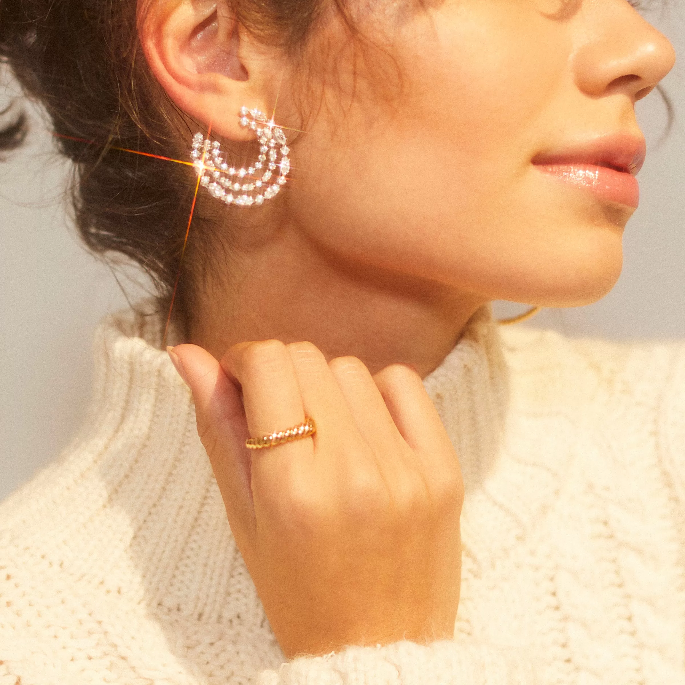 RSVP CZ FRONT BACK HOOP EARRINGS