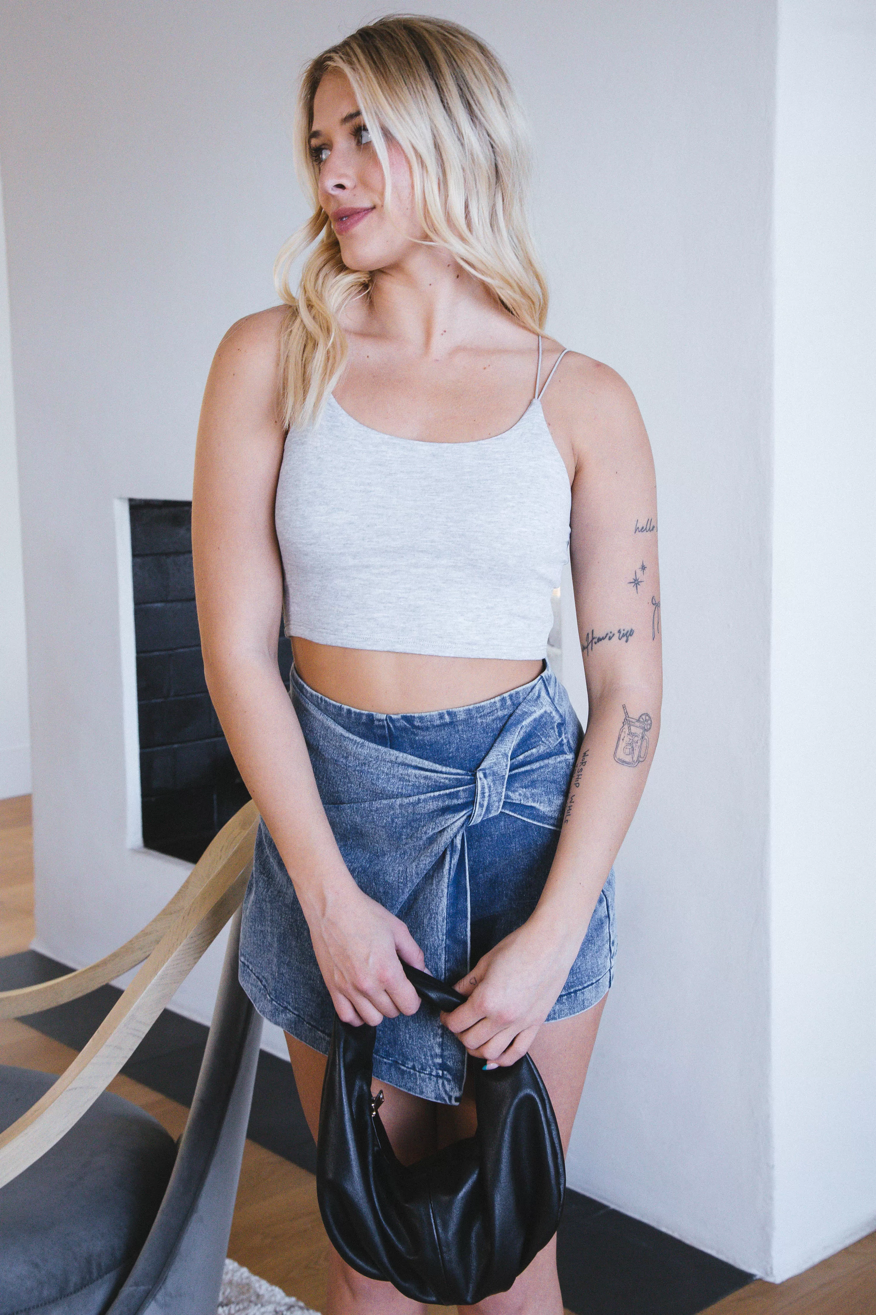 Sarah Cami Crop Top, Light Grey