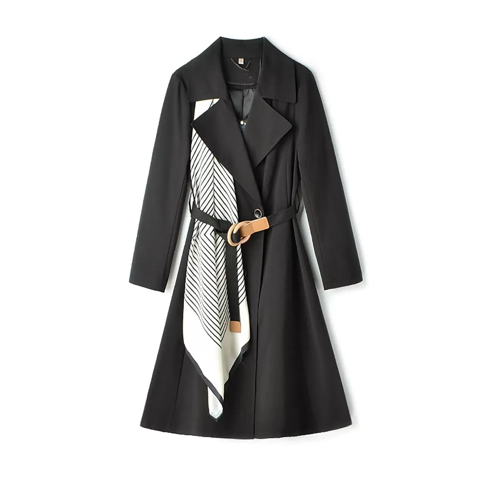 Satin Scarf Detail Belted Trench Coat