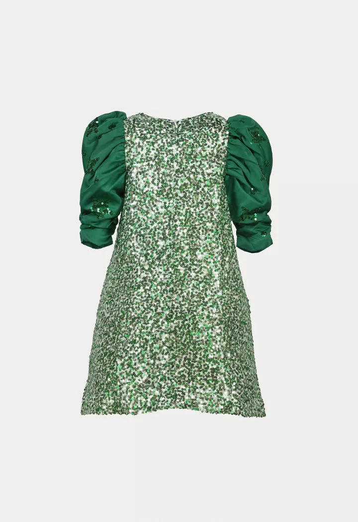 Sequin Puff Sleeve Dress