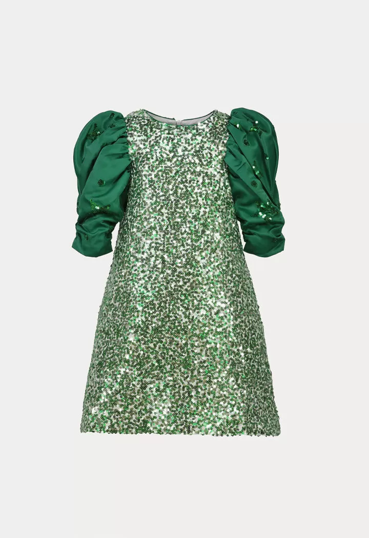 Sequin Puff Sleeve Dress