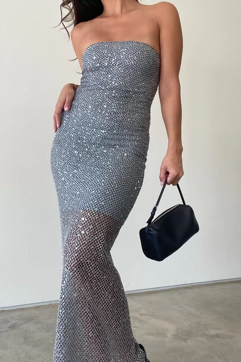 Sequins Strapless Maxi Dress