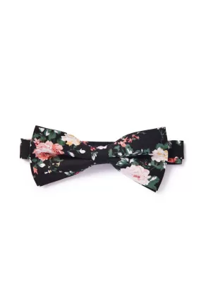 Shabby Chic Floral Bow Tie - Black