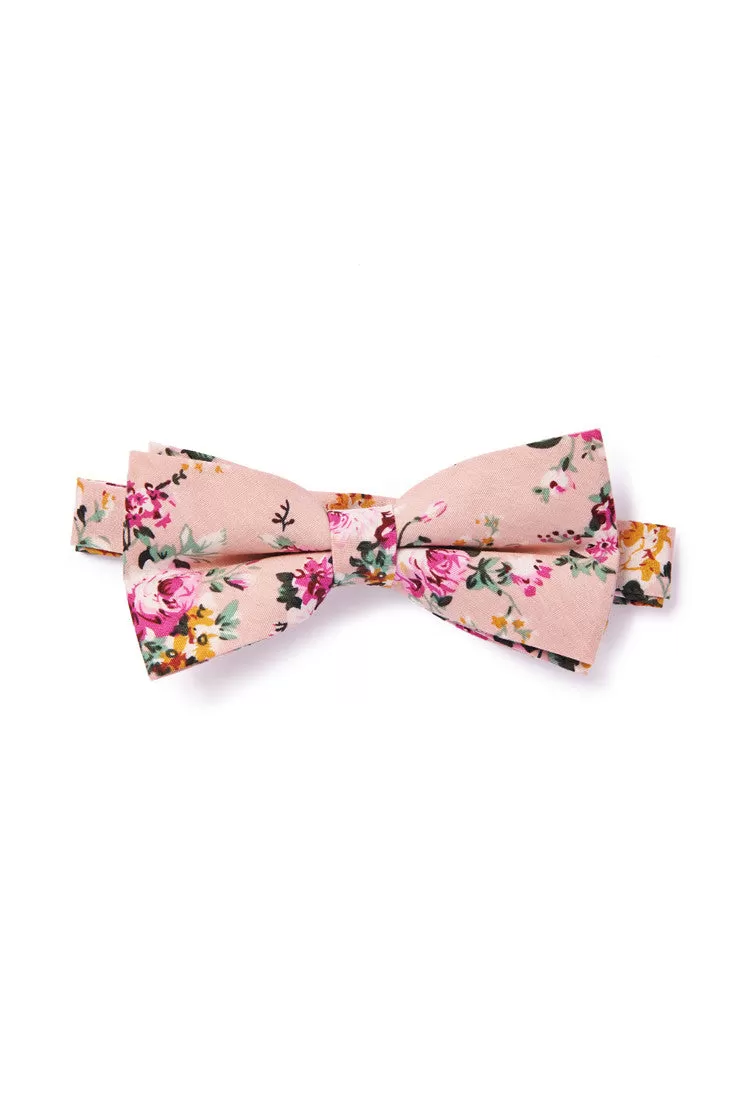 Shabby Chic Floral Bow Tie - Rose Pink