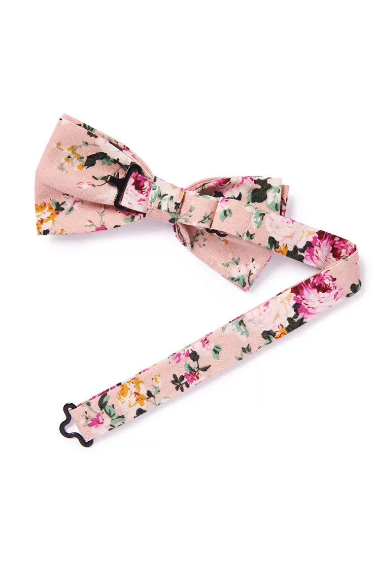 Shabby Chic Floral Bow Tie - Rose Pink