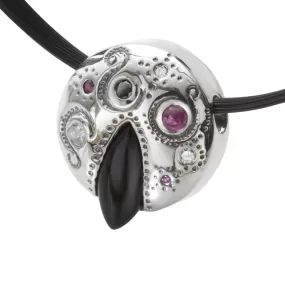 Signature Sterling Silver Multi-Gem 15x7 Marquis Onyx Slide Necklace