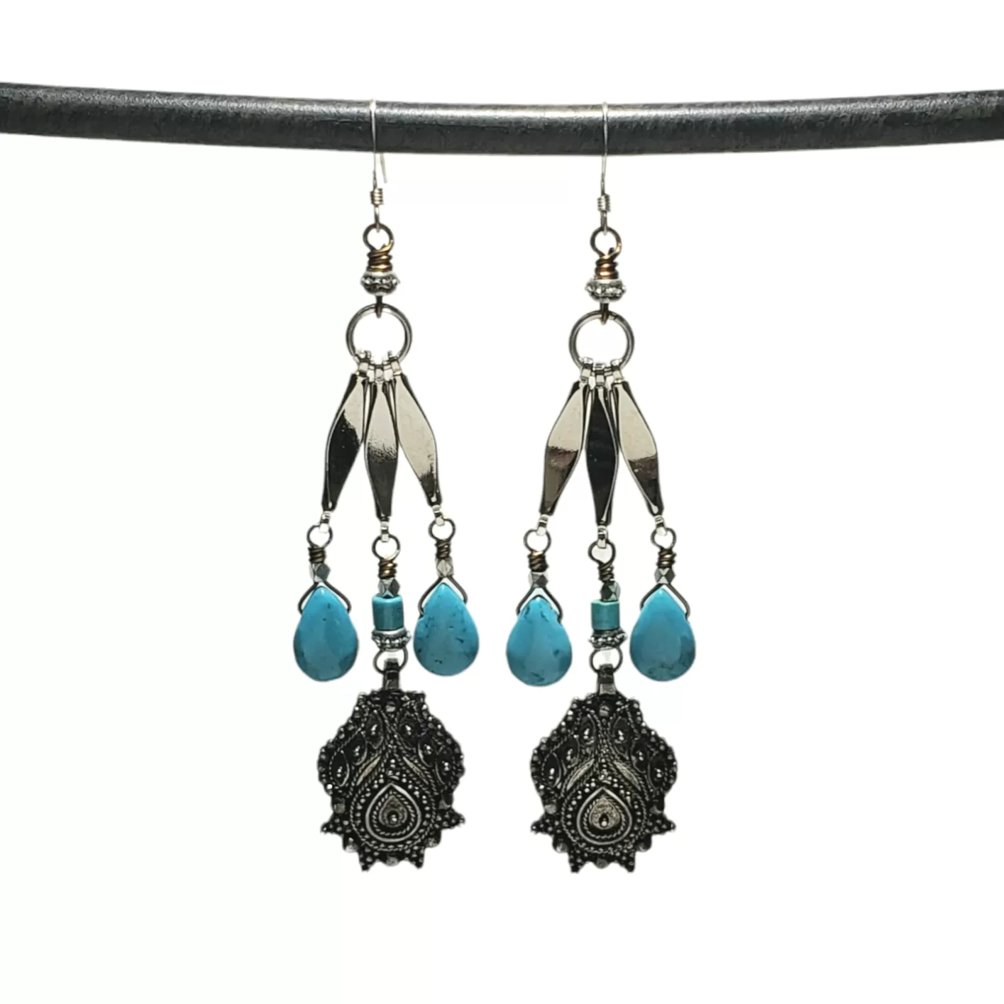 Sleeping Beauty Turquoise Chandelier Drop Earrings