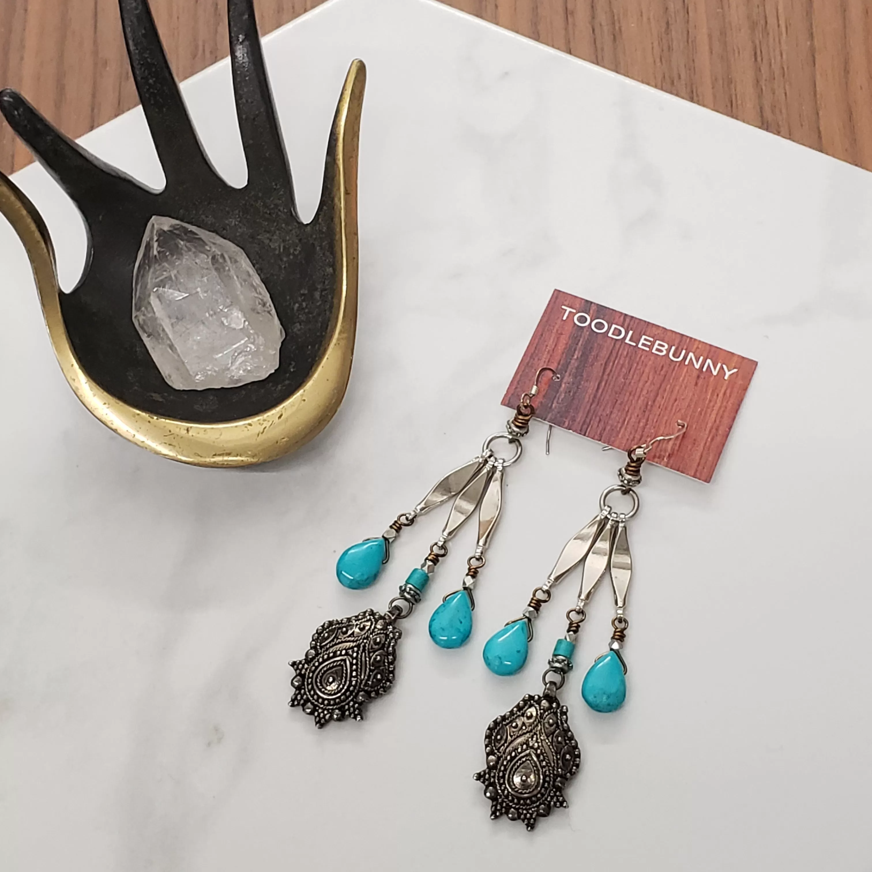 Sleeping Beauty Turquoise Chandelier Drop Earrings