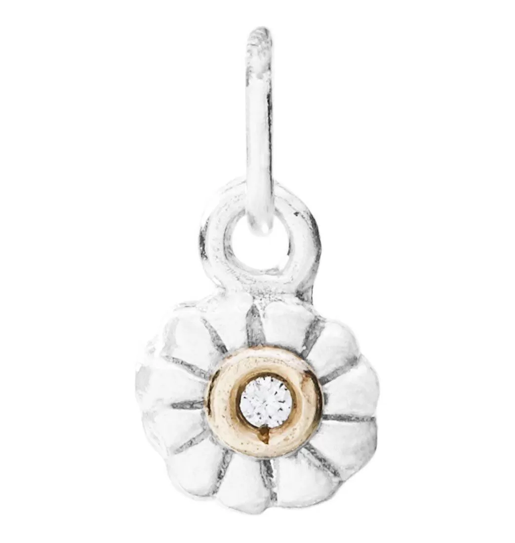 Small Montauk Daisy Flower Charm With Diamond