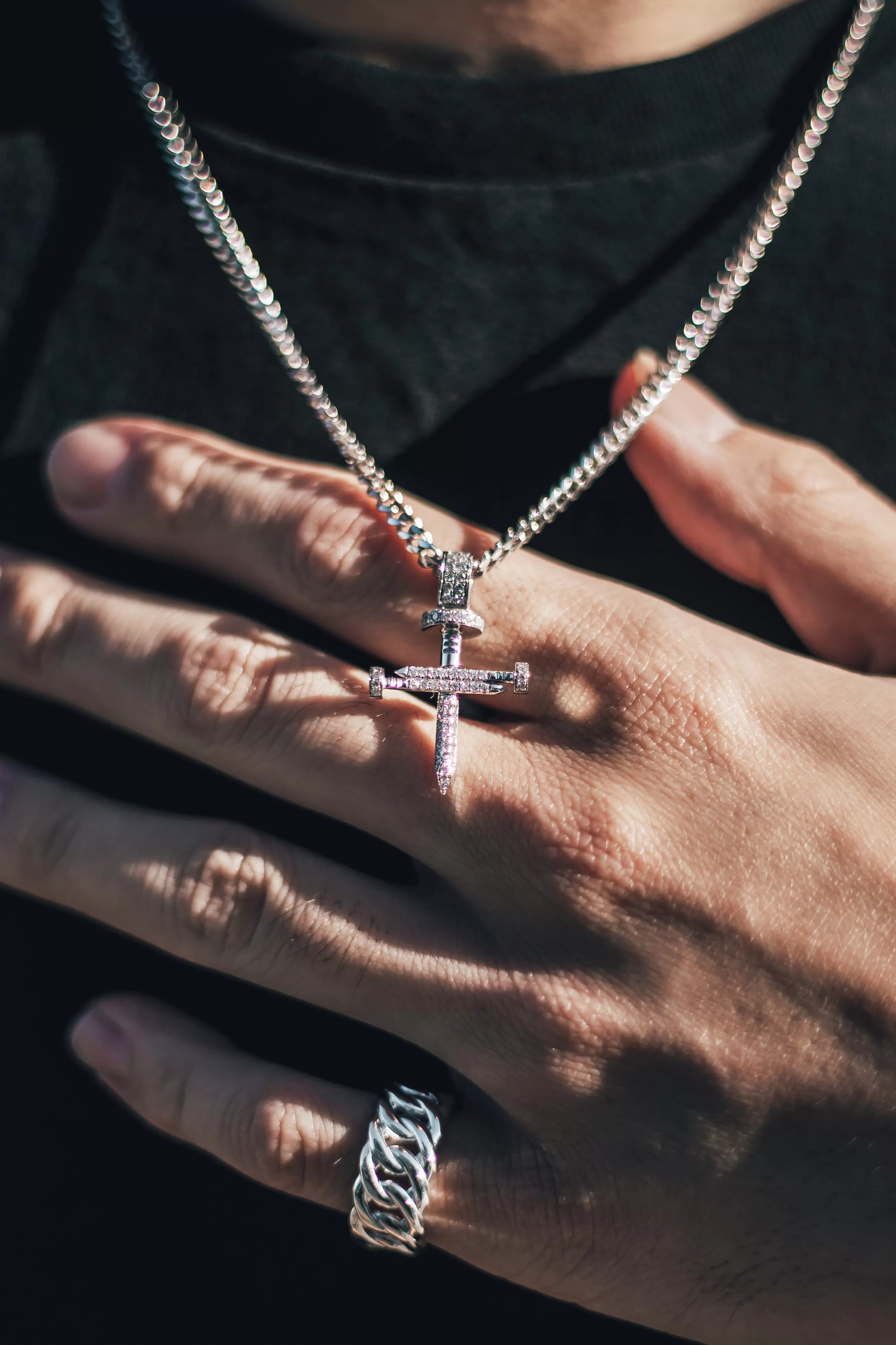 Solid 18K Diamond Nail Cross