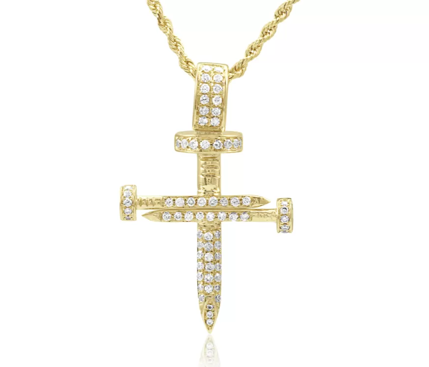 Solid 18K Diamond Nail Cross