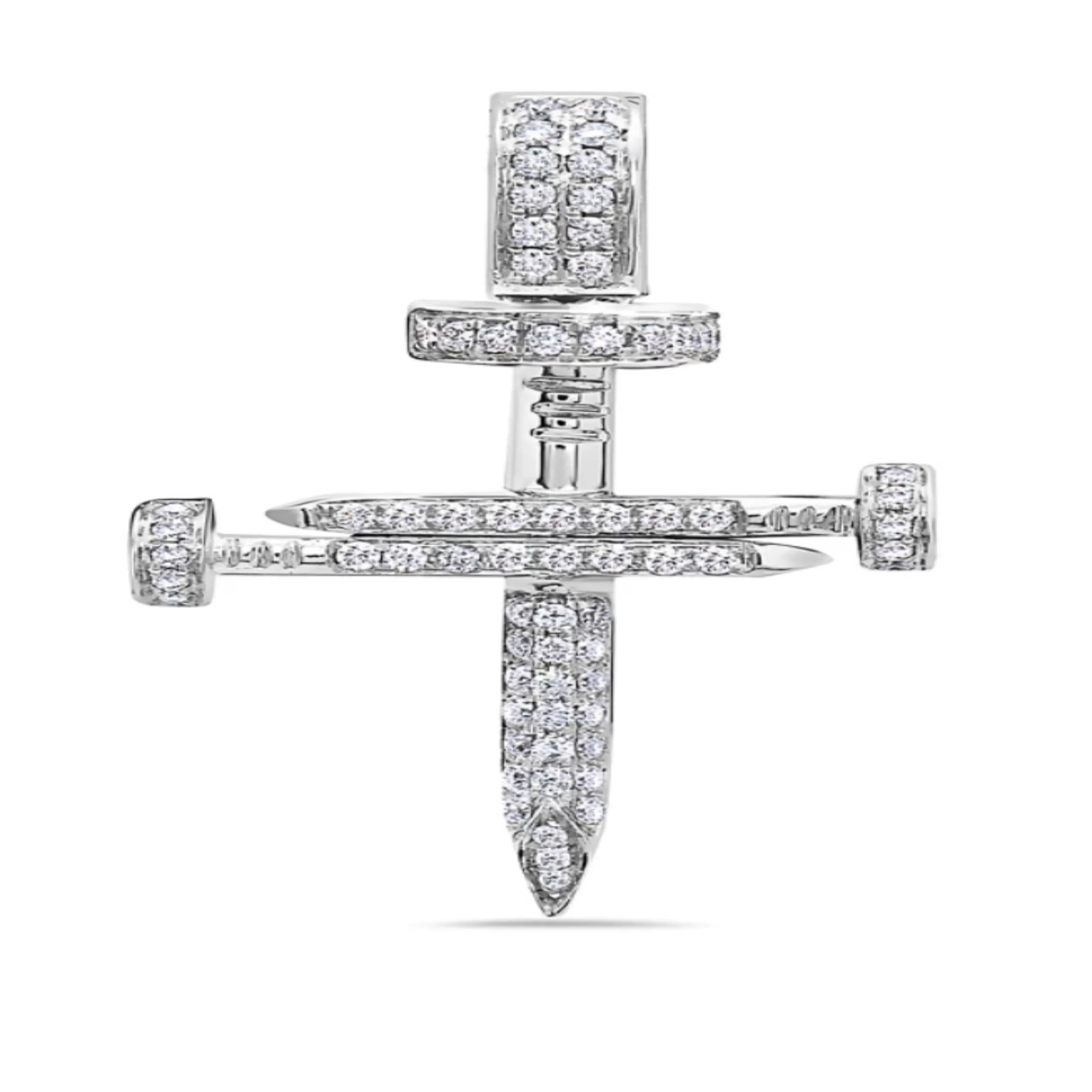 Solid 18K Diamond Nail Cross