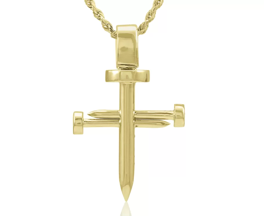 Solid 18K Diamond Nail Cross