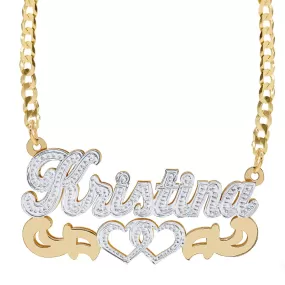 Solid Gold Double Nameplate Necklace Kristina