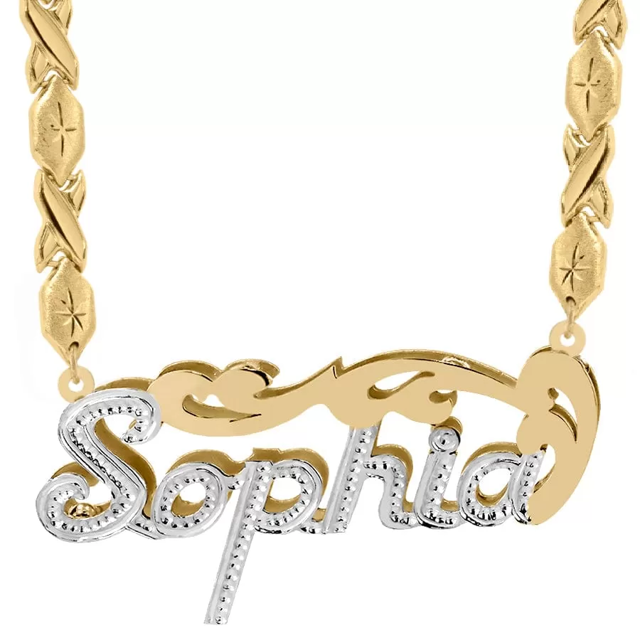 Solid Gold Double Plated Nameplate Necklace Sophia