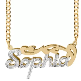 Solid Gold Double Plated Nameplate Necklace Sophia