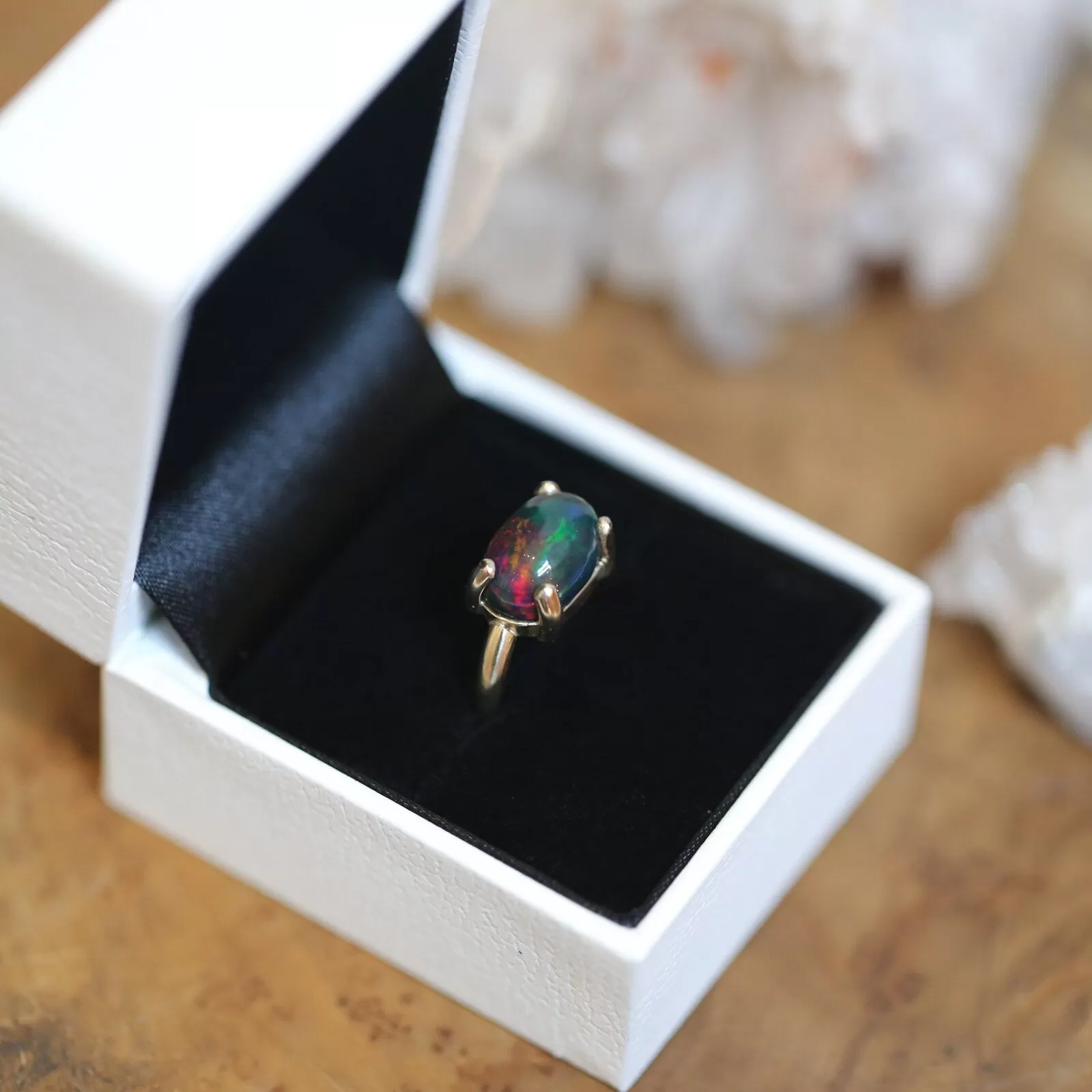 Solid Gold Opal Ring - 14K Gold Opal Ring - Gold Prong Ring - October Birthstone - Goldsmith