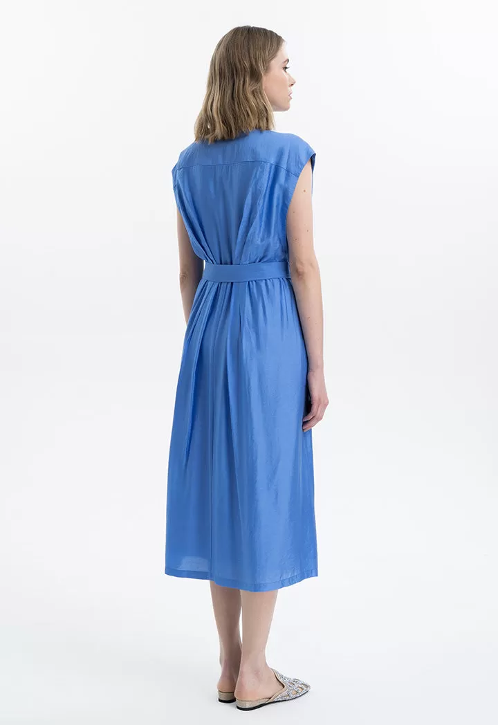 Solid Midi Gathered Waist Dress