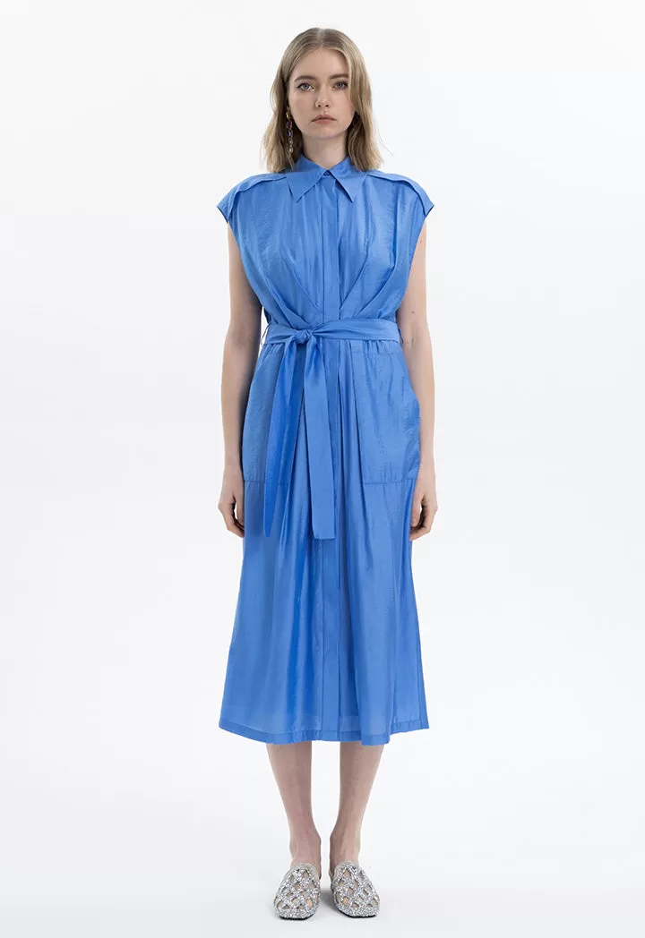 Solid Midi Gathered Waist Dress