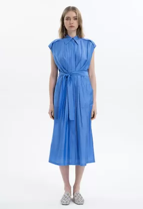 Solid Midi Gathered Waist Dress