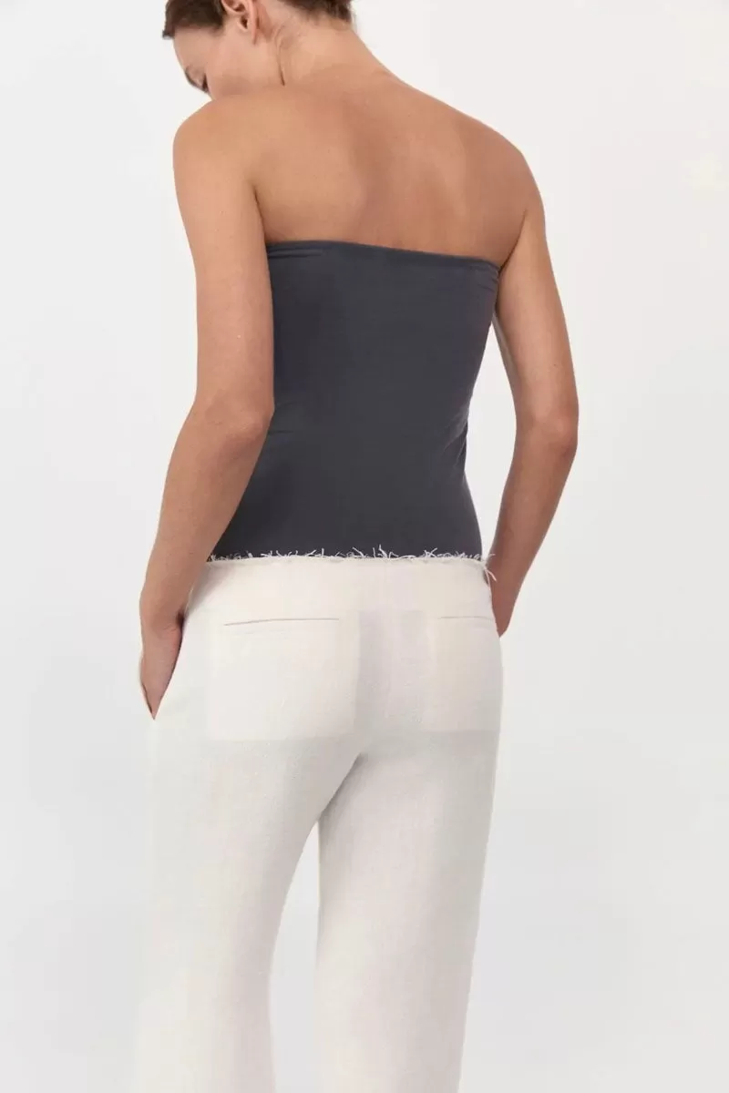 STRAPLESS JERSEY TOP-GRAPHITE