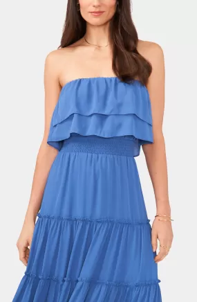 Strapless Ruffle Tiered Off Shoulder Dress