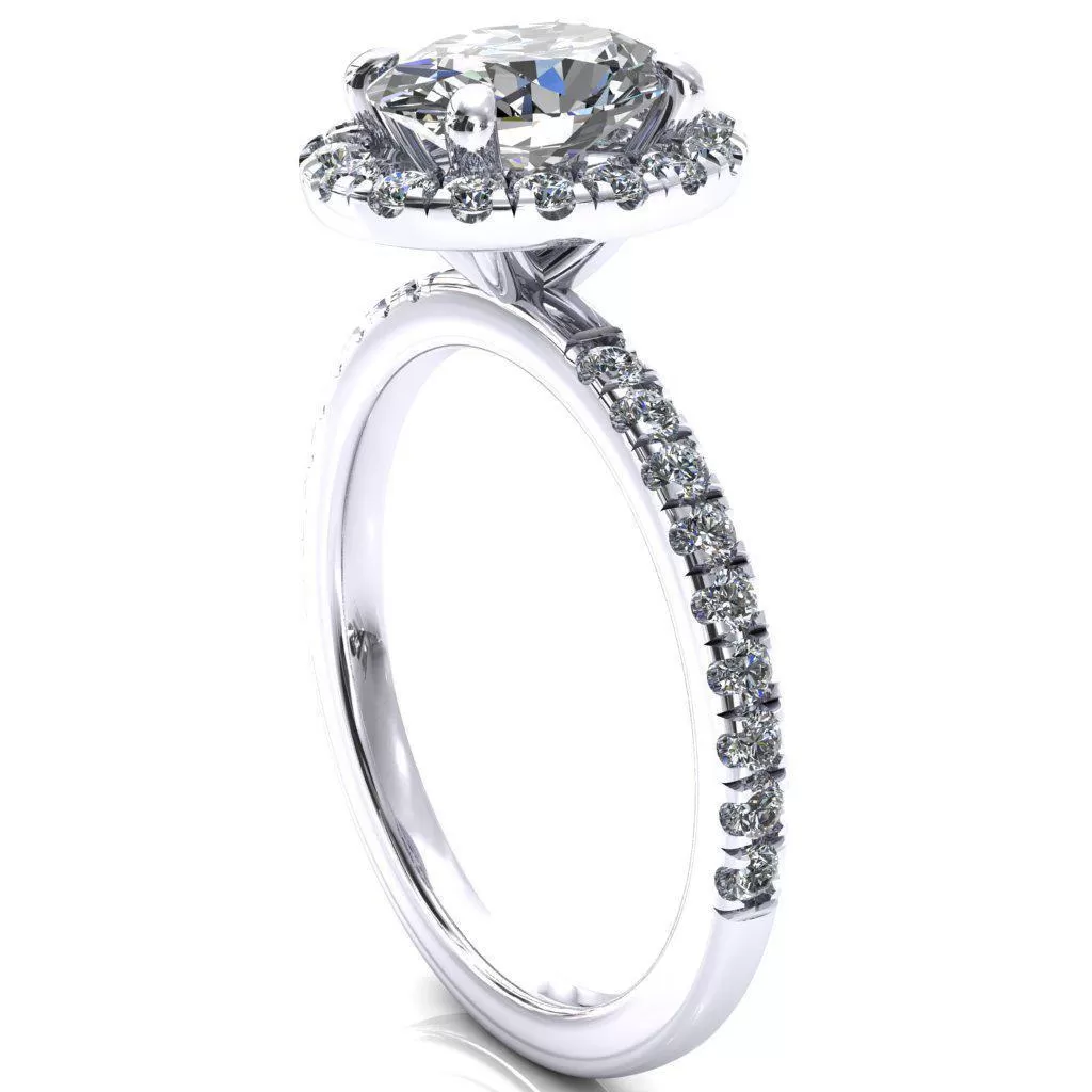 Talia Oval Lab Grown Diamond Center Stone 4 Prong Halo 5/8 Micropave Ring