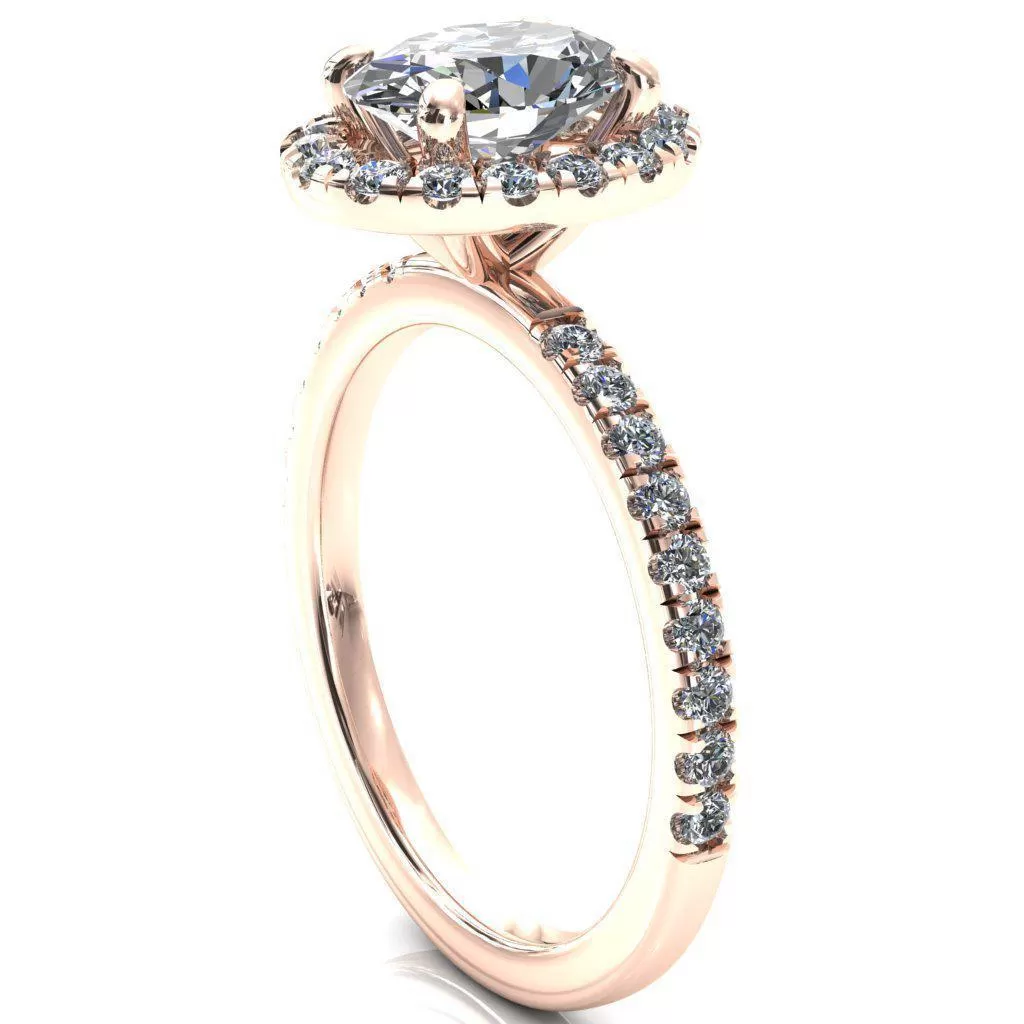 Talia Oval Lab Grown Diamond Center Stone 4 Prong Halo 5/8 Micropave Ring