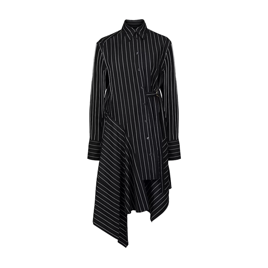 Twisted Pinstriped Shirt Dress