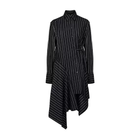 Twisted Pinstriped Shirt Dress