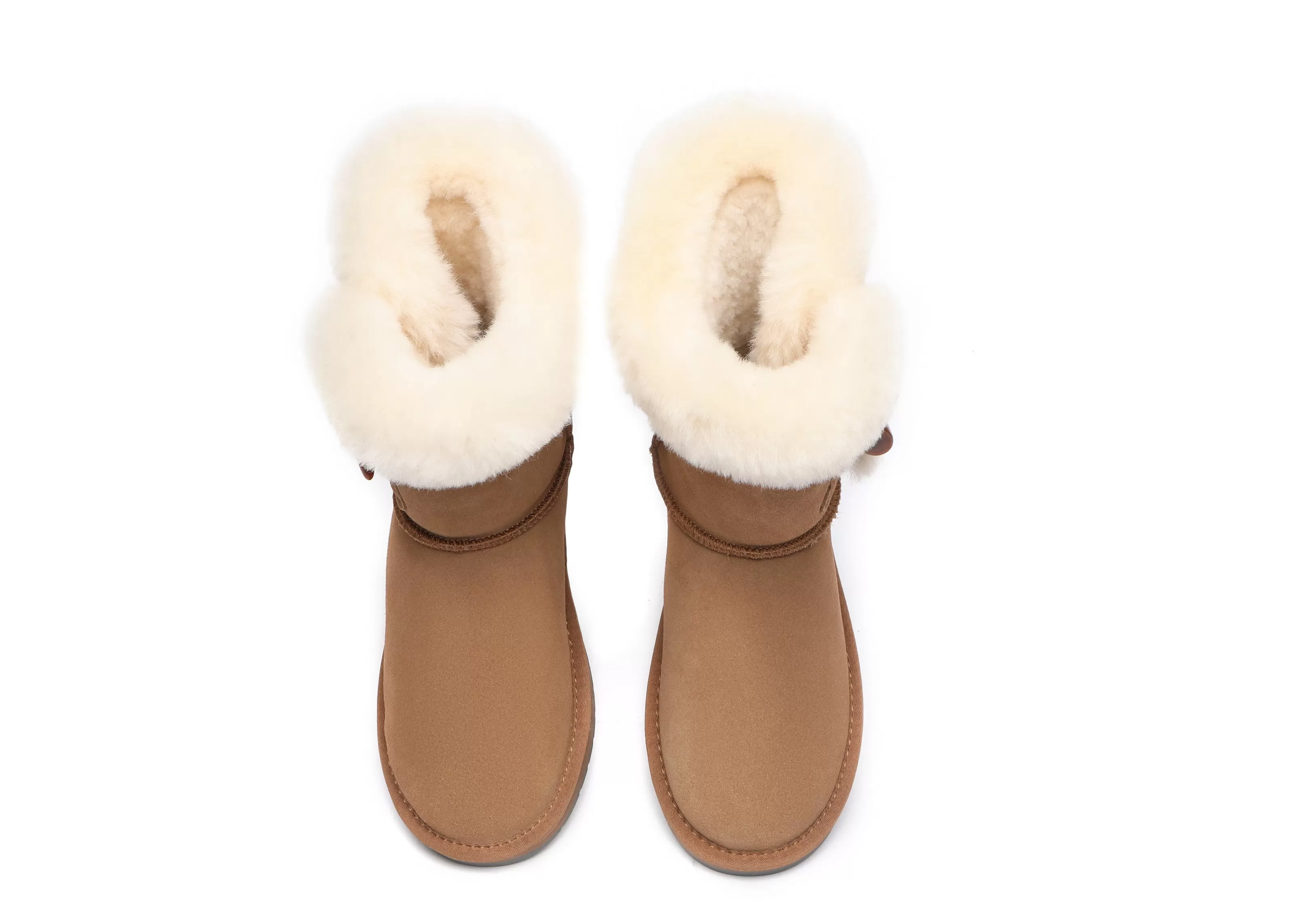 UGG Australian Shepherd Women Short Boots Talia Twin Face Sheepskin Double Horn Toggle Closure