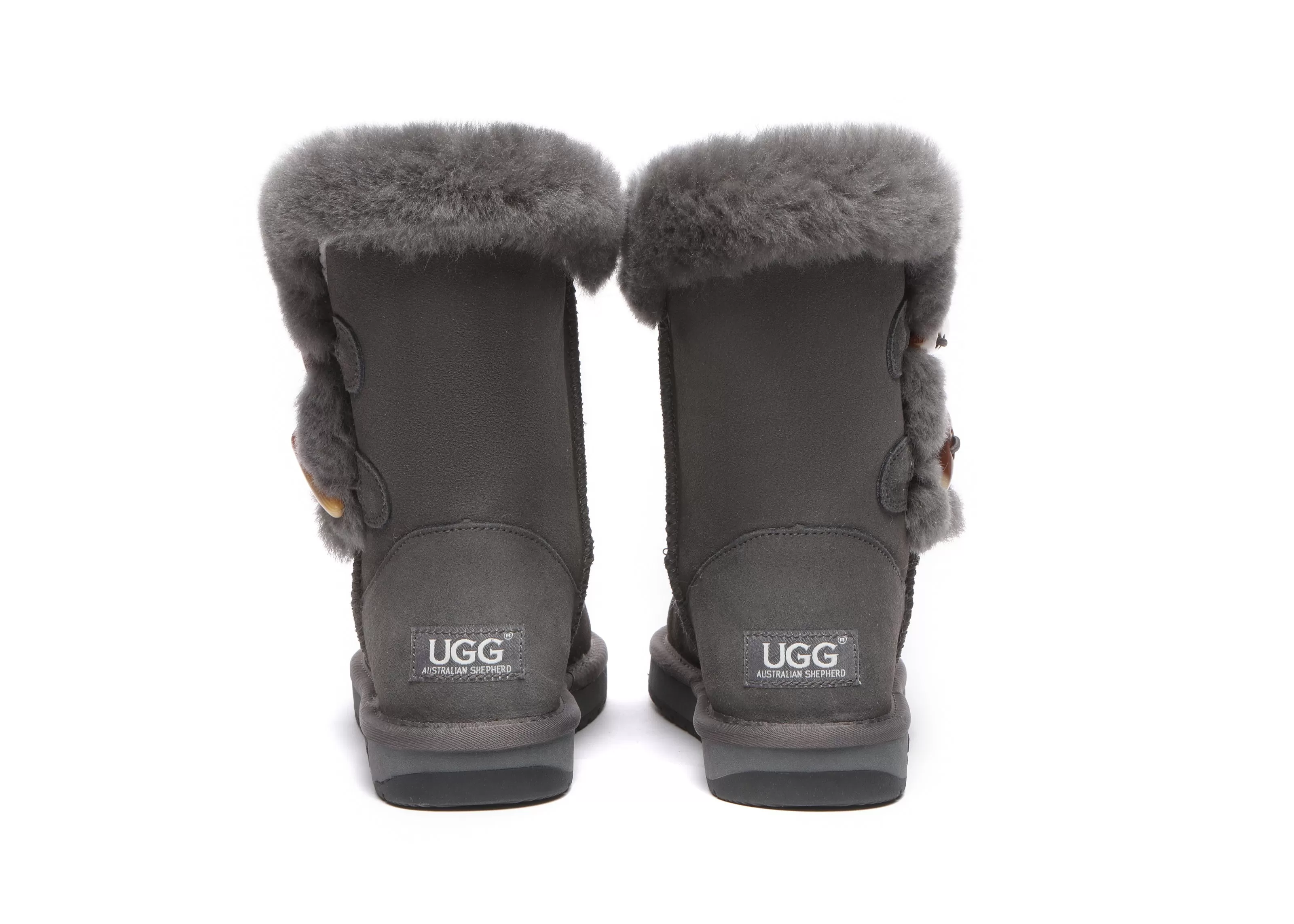 UGG Australian Shepherd Women Short Boots Talia Twin Face Sheepskin Double Horn Toggle Closure