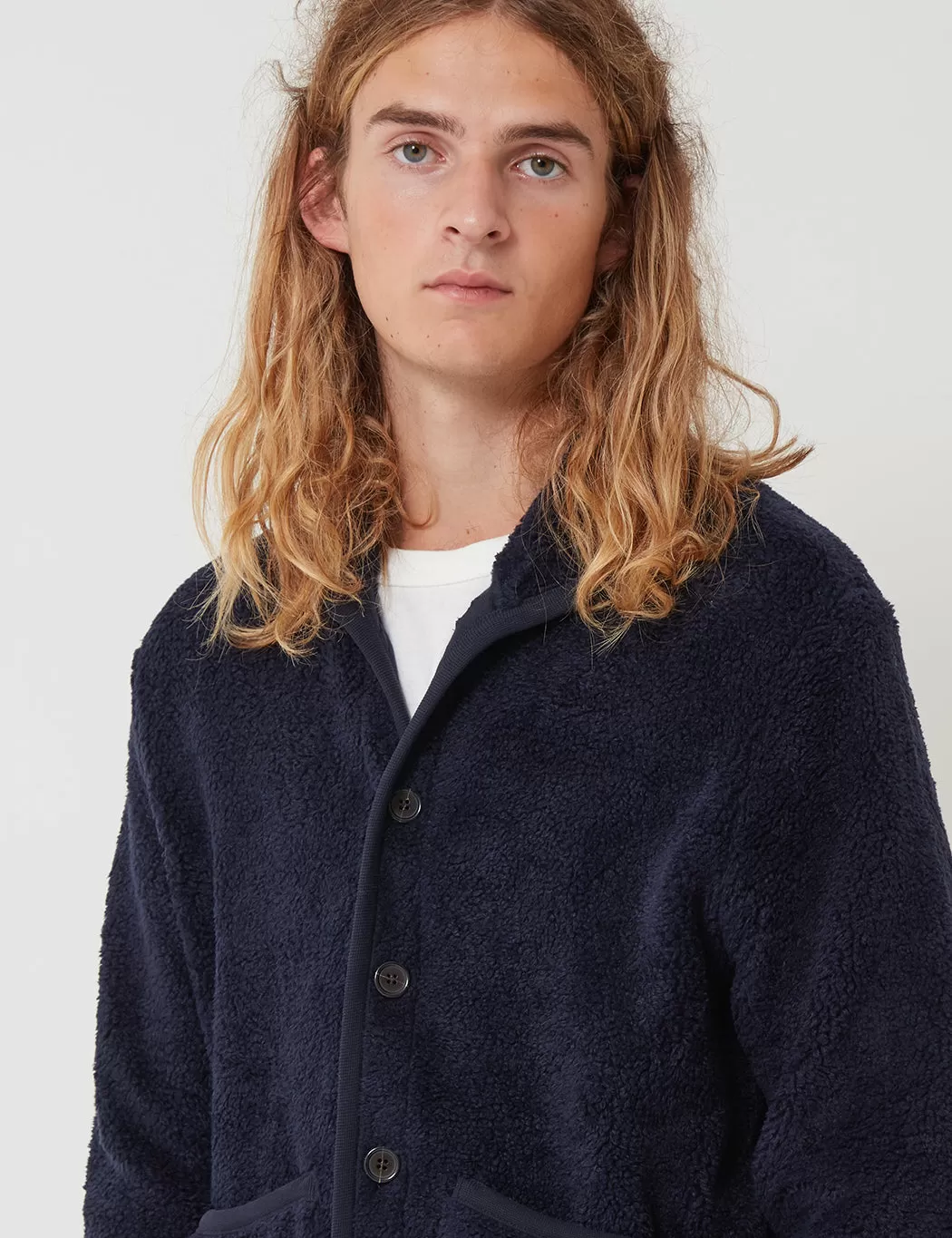 Universal Works Lancaster Jacket (Fleece) - Navy Blue