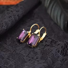 Violet Purple Aurora Crystal Earrings - Medium Octagon