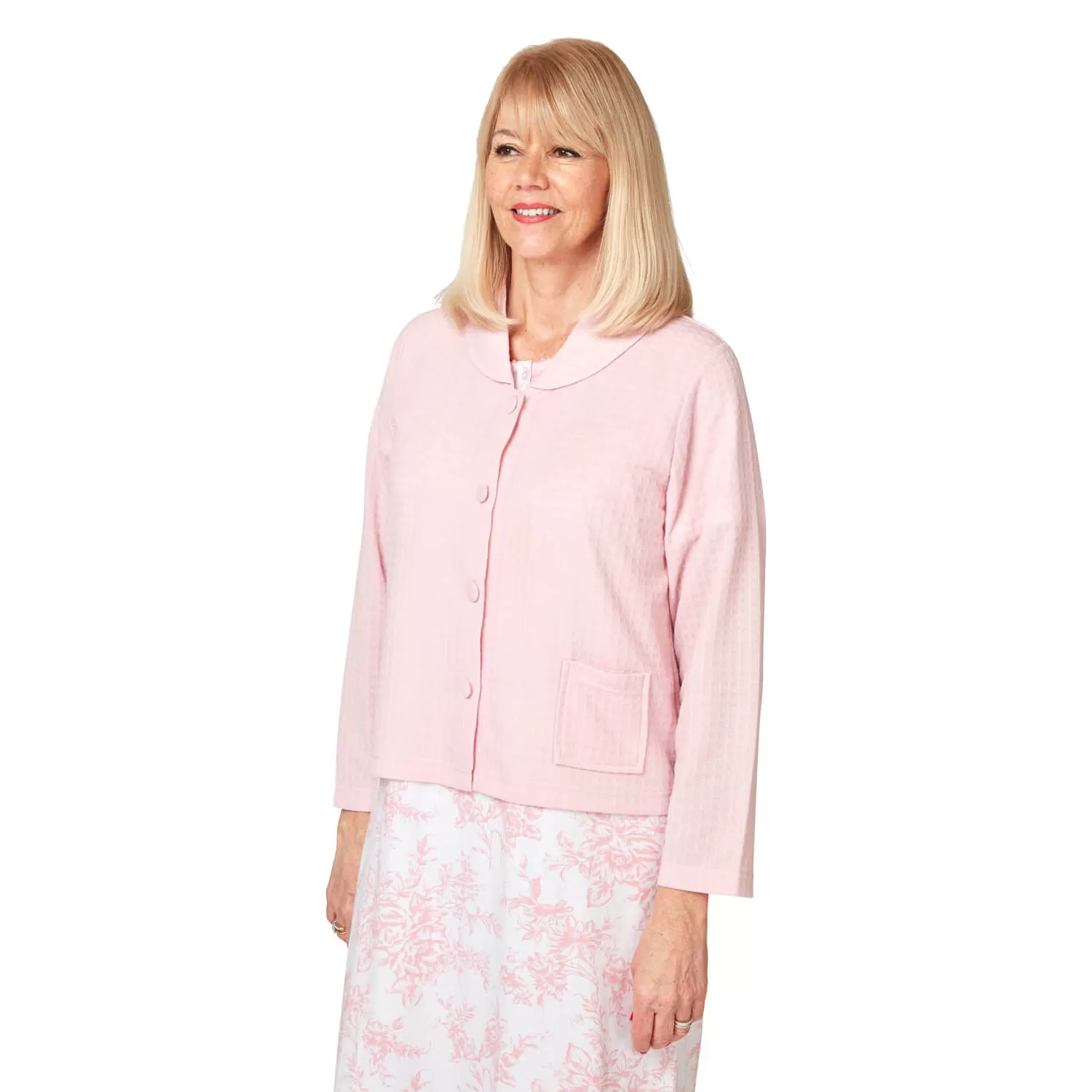 Waffle Bed Jacket - Pink