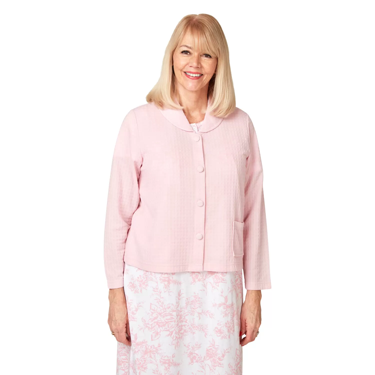 Waffle Bed Jacket - Pink