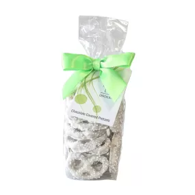 White Chocolate Pretzels with White Nonpareils