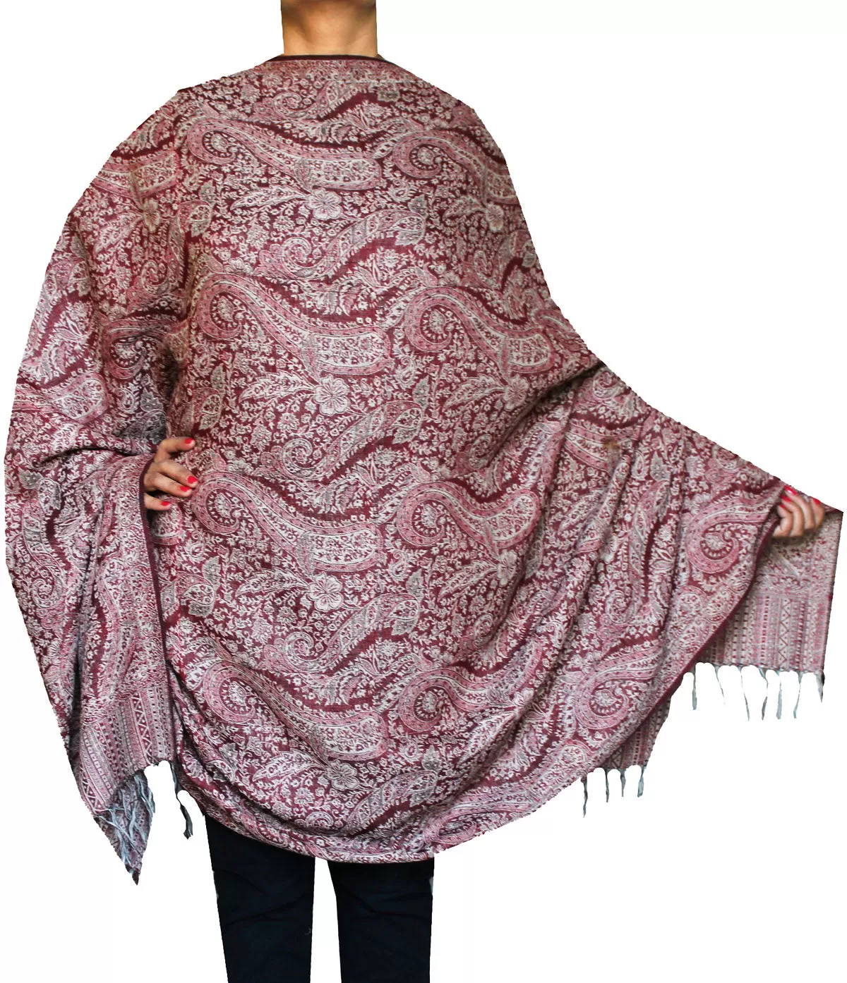 Women's Paisley Wool Wrap Shawl Gift India Clothes (82 x 42 inches)