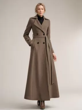 Woolen Long Coat For Women Sash Warm Winter Outerwear 2024